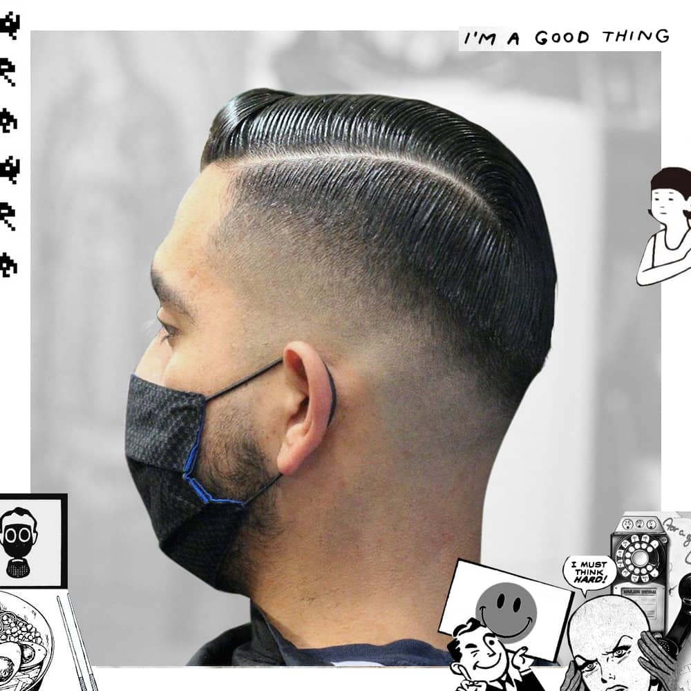 Man with Bald Fade Side Part
