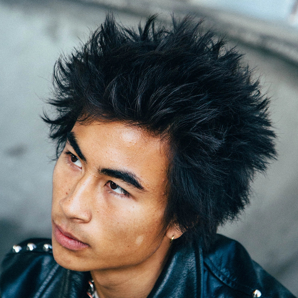 Man with Punk Point Hairstyle