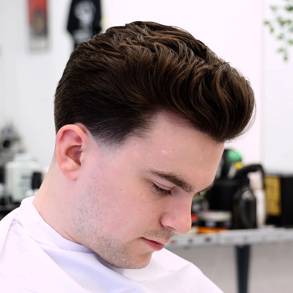 Man with Throwback with Taper Hairstyle
